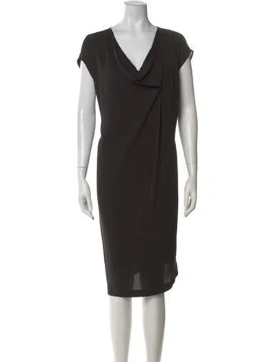 Pre-owned Max Mara Cowl Neck Midi Length Dress In Black