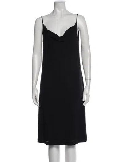 Pre-owned Max Mara Cowl Neck Midi Length Dress In Black