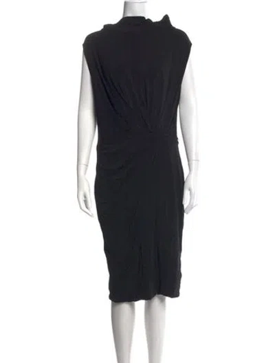 Pre-owned Max Mara Cowl Neck Midi Length Dress In Black
