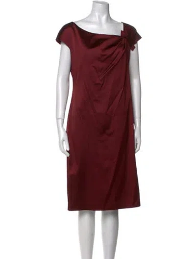 Pre-owned Max Mara Cowl Neck Midi Length Dress In Burgundy