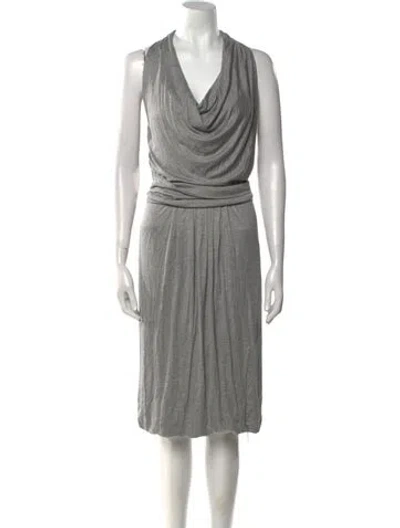 Pre-owned Max Mara Cowl Neck Midi Length Dress In Gray