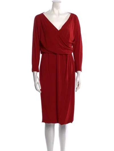 Pre-owned Max Mara Cowl Neck Midi Length Dress In Red