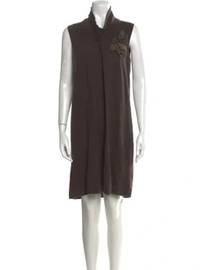 Pre-owned Max Mara Cowl Neck Mini Dress In Brown