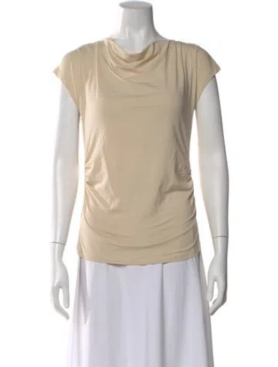 Pre-owned Max Mara Cowl Neck Short Sleeve Blouse In Neutral