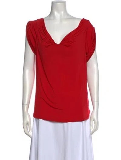 Pre-owned Max Mara Cowl Neck Short Sleeve Top In Red