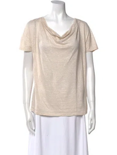 Pre-owned Max Mara Cowl Neck Short Sleeve T-shirt In Neutral
