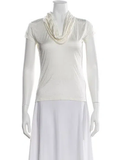 Pre-owned Max Mara Cowl Neck Short Sleeve T-shirt In Neutral