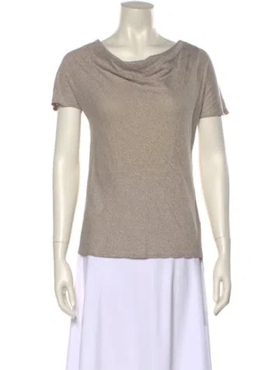 Pre-owned Max Mara Cowl Neck Short Sleeve T-shirt In Neutral