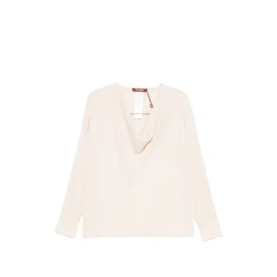 Max Mara Cowl-neck Silk Blouse In Neutral