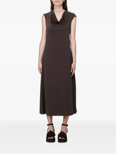 Max Mara Cowl-neck Sleeveless Midi Dress In Black