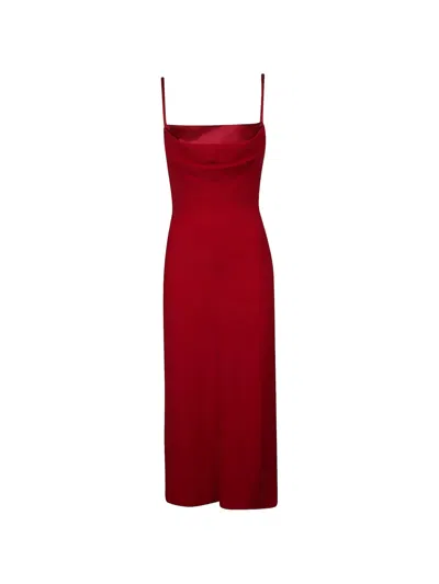 Max Mara Cowl-neck Spaghetti-strap Midi Dress In Red