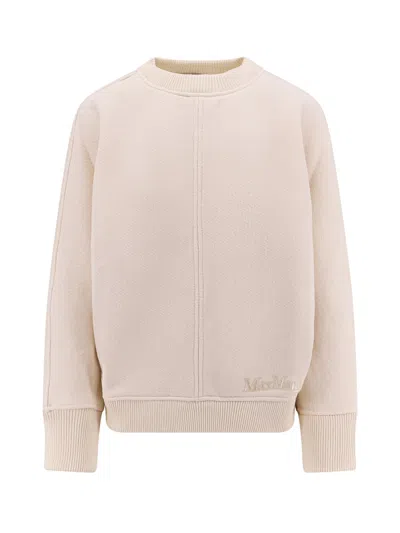 Max Mara Cral Cotton Sweater With  Embroidery In White