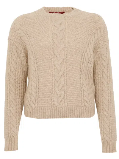 Max Mara Studio Boxy Sweater In Blended Alpaca In Neutral