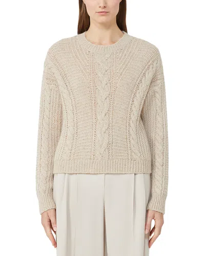 Max Mara Crasso Crewneck Cable Knit Sweater In Neutral