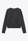 Max Mara Crasso Knitted Lame Sweater In Gray