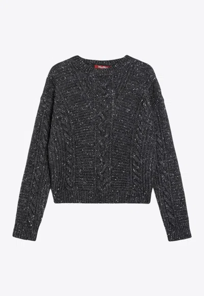 Max Mara Crasso Knitted Lame Sweater In Gray
