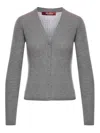Max Mara Ribbed Silk Cardigan In Gray