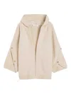 Max Mara Hooded Sweater With Button-detail Sleeves In Wool-cashmere Blend In Neutral