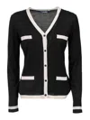 Max Mara V-neck Button-down Sweater With Contrasting Trim In Black
