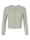 Max Mara Silk And Cashmere Crew Neck Cardigan In Green