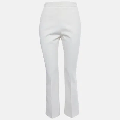 Pre-owned Max Mara Cream Crepe Formal Trousers S In White
