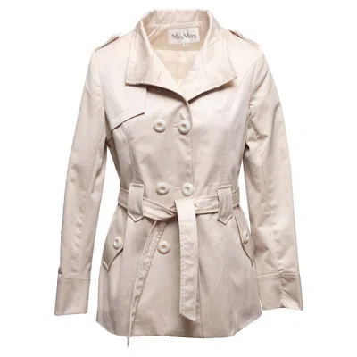 Pre-owned Max Mara Cream  Wool-blend Double-breasted Coat In White