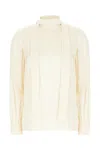 Max Mara Long Sleeve Button-down Shirt In Albino