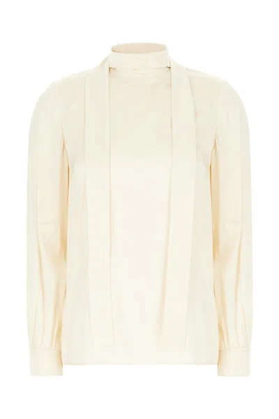 MAX MARA CREAM STRETCH SILK BLOUSE