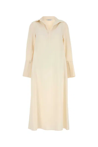 Max Mara Cream Stretch Silk Ossola Dress In Neutral
