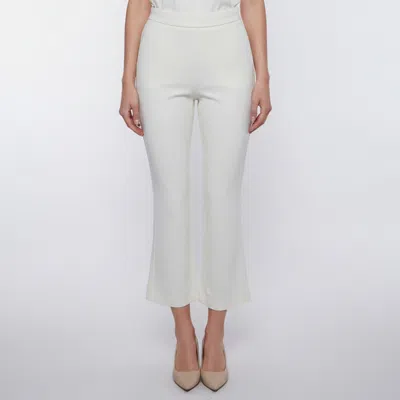 Pre-owned Max Mara Cream Stretch Wool Regular Fit Pants S In White