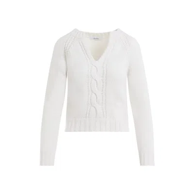 Max Mara Cancan Ivory Cashmere Sweater In White