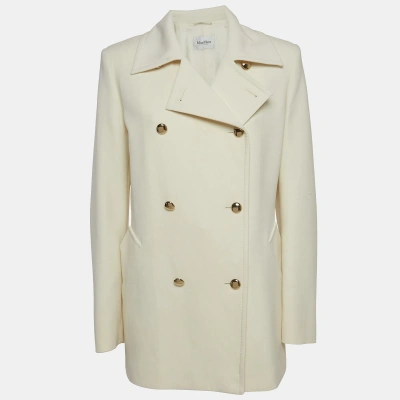 Pre-owned Max Mara Cream Wool Double Breasted Blazer M