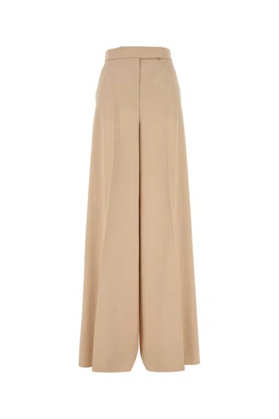 Max Mara Cream Wool Ninfa Wide-leg Pant In Beige