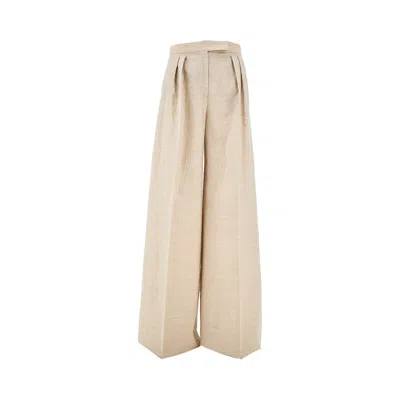 Max Mara Creased-effect Wide Leg Pants In Beige