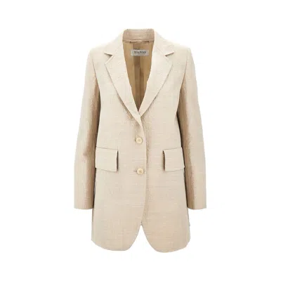 Max Mara Creased Effect Wool Jacket In Beige