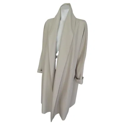 Pre-owned Max Mara Creme Classic Open Front Coat Us 8 In Gray