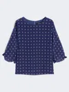 Max Mara Crepe De Chine Crew-neck Blouse In Blue