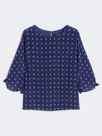 Max Mara Crepe De Chine Crew-neck Blouse In Blue