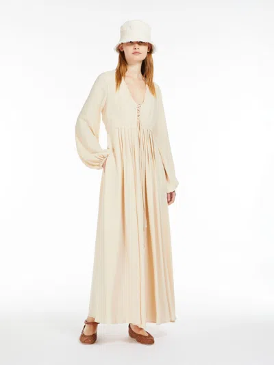 Max Mara Crepe De Chine Dress In White