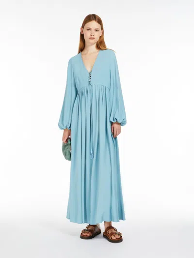 Max Mara Crepe De Chine Dress In Blue