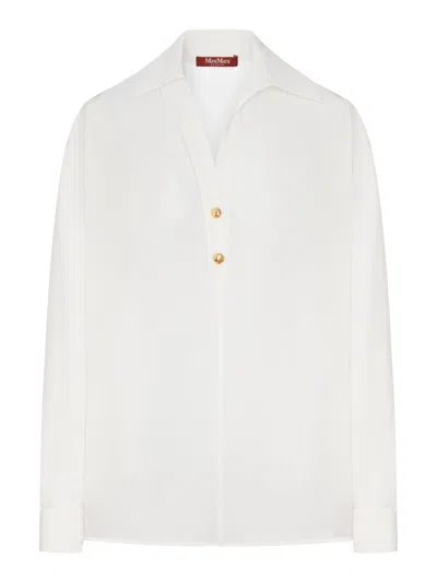 Max Mara Crepe De Chine Polo Shirt In White
