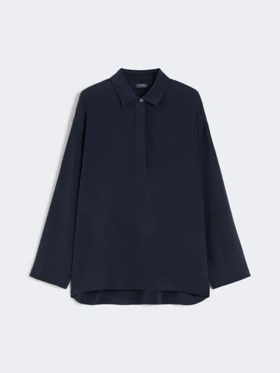 Max Mara Crepe De Chine Shirt In Blue