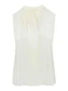 Max Mara Crepe De Chine Top With Bow In Cream