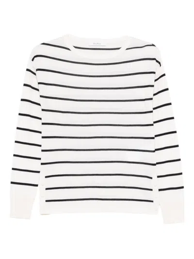 Max Mara Crèpe Detail Ribbed Sweater Size S In White