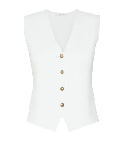 Max Mara Crêpe Knitted Waistcoat In White
