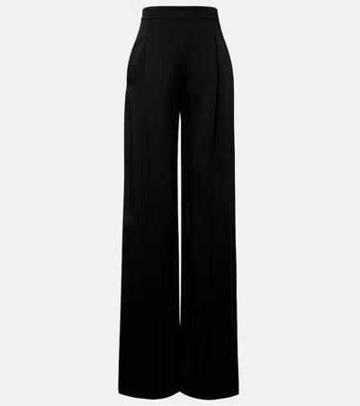 Max Mara Crêpe Satin Wide-leg Pants In Black