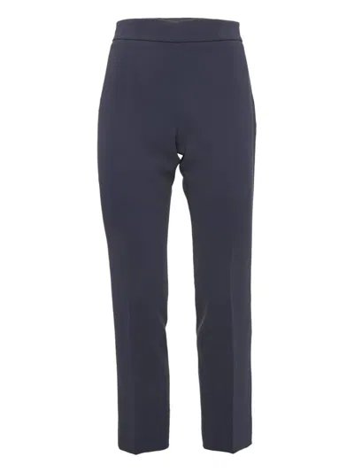Pre-owned Max Mara Crepe Waistline Trousers In Blue