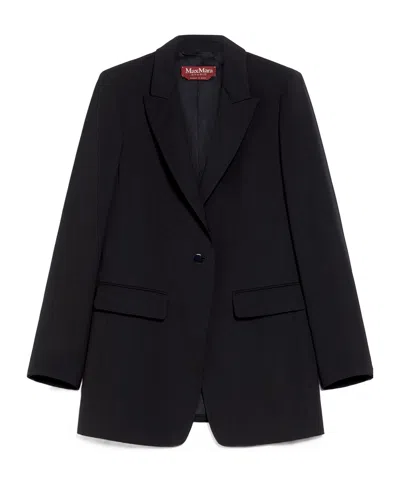 Max Mara Crepe Wool Suit Coat In Black