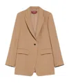 Max Mara Notched Lapels Single-breasted Jacket With Split Cuffs In Nude