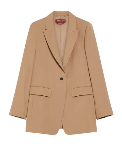 Max Mara Crepe Wool Suit Coat In Brown